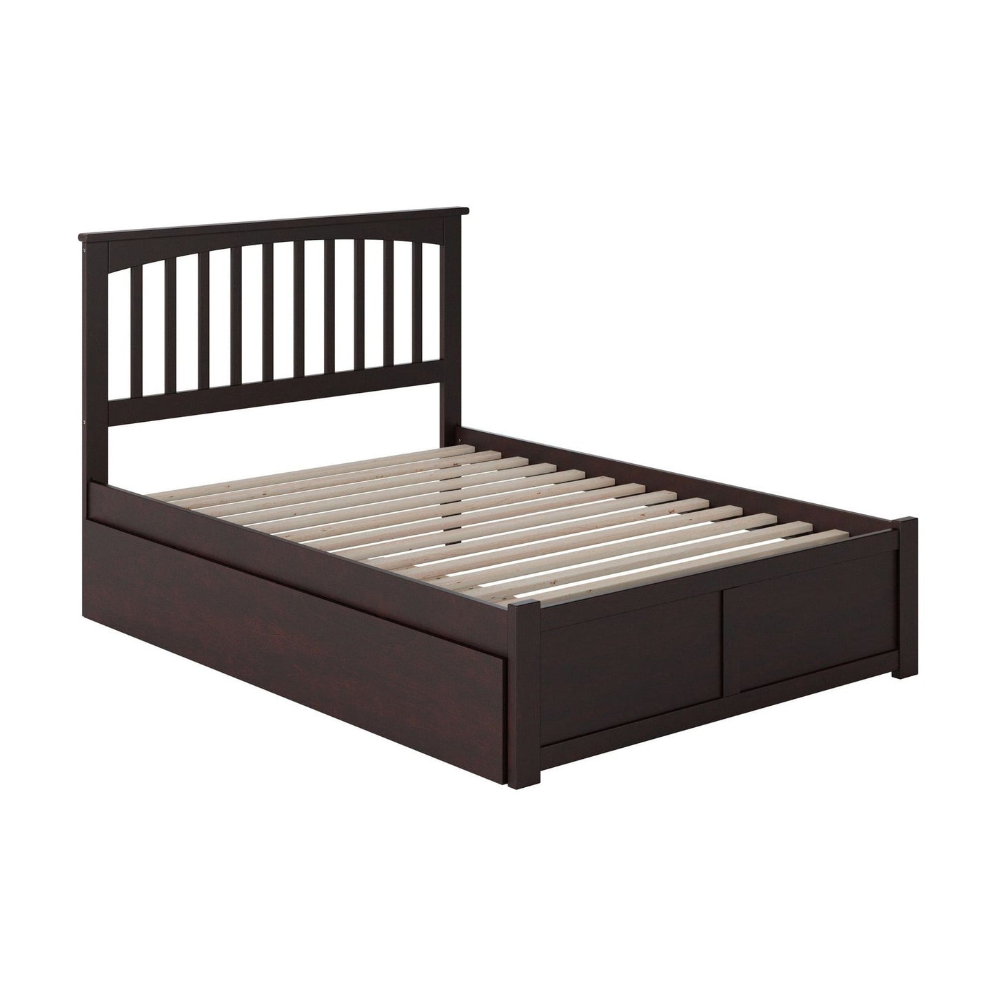 AFI Furnishings Mission Full Platform Bed with Flat Panel Foot Board and Twin Size Urban Trundle Bed