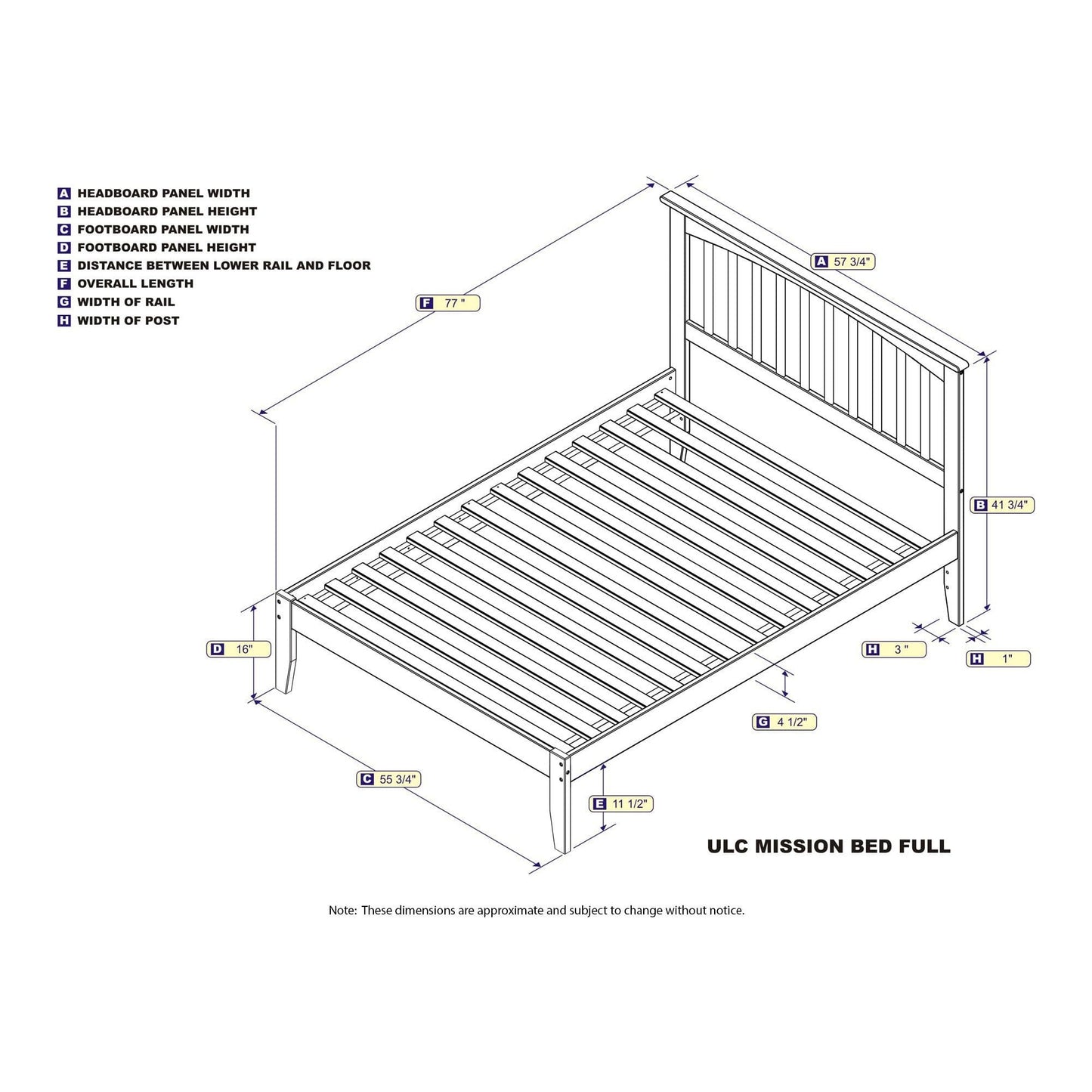 AFI Furnishings Mission Full Platform Bed with Open Foot Board