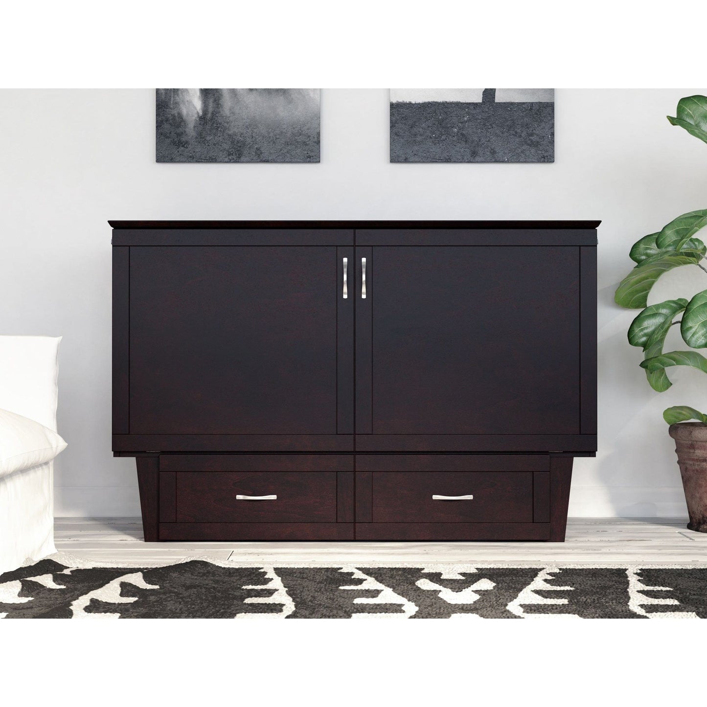 AFI Furnishings Monroe Murphy Bed Chest Queen with Charging Station and Mattress