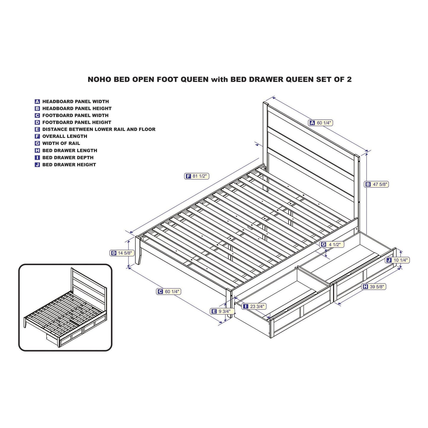 AFI Furnishings NoHo Queen Bed with 2 Drawers in Espresso