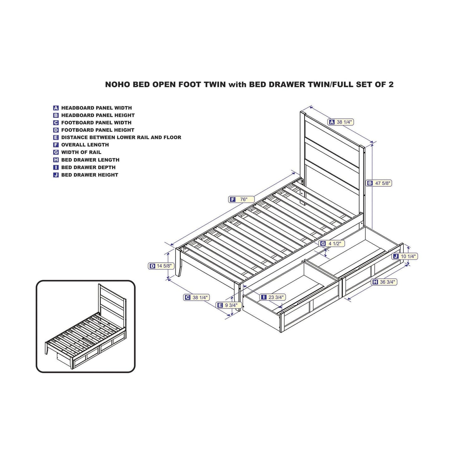 AFI Furnishings NoHo Twin Bed with 2 Drawers in Espresso