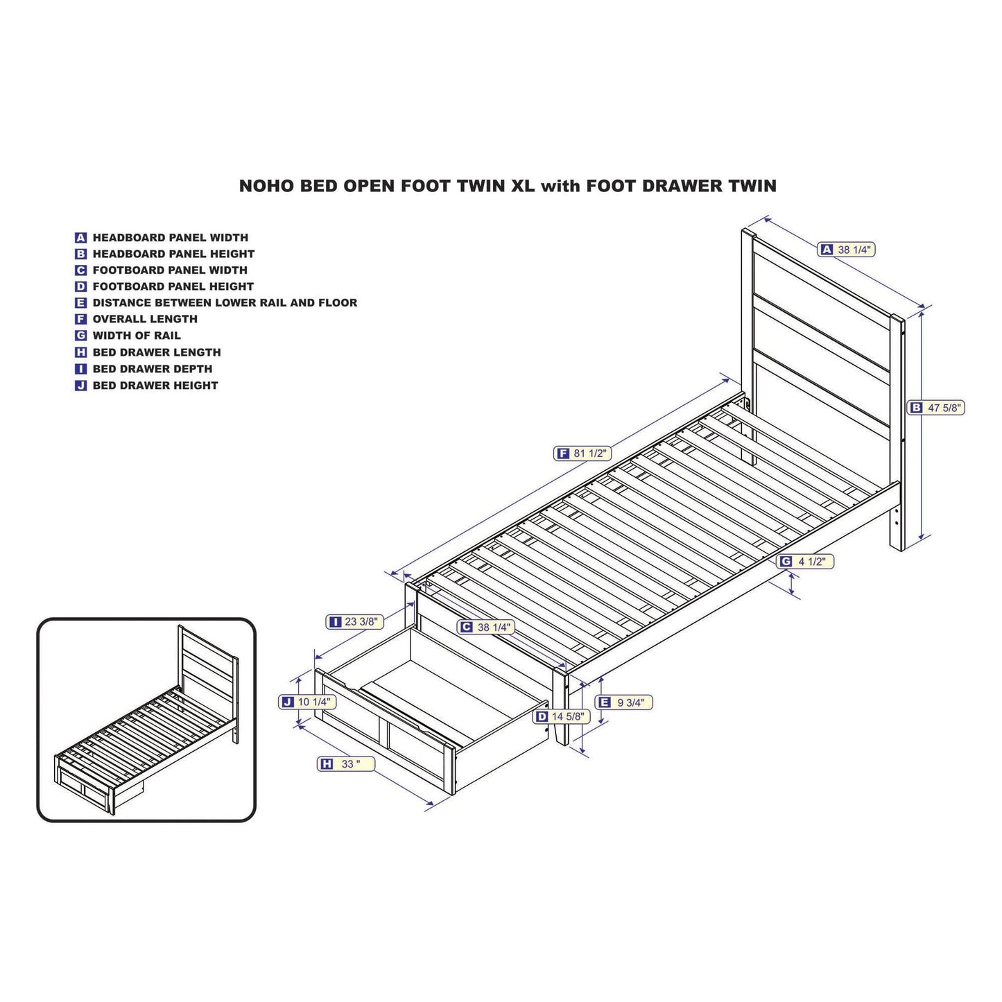 AFI Furnishings NoHo Twin Extra Long Bed with Foot Drawer in Espresso