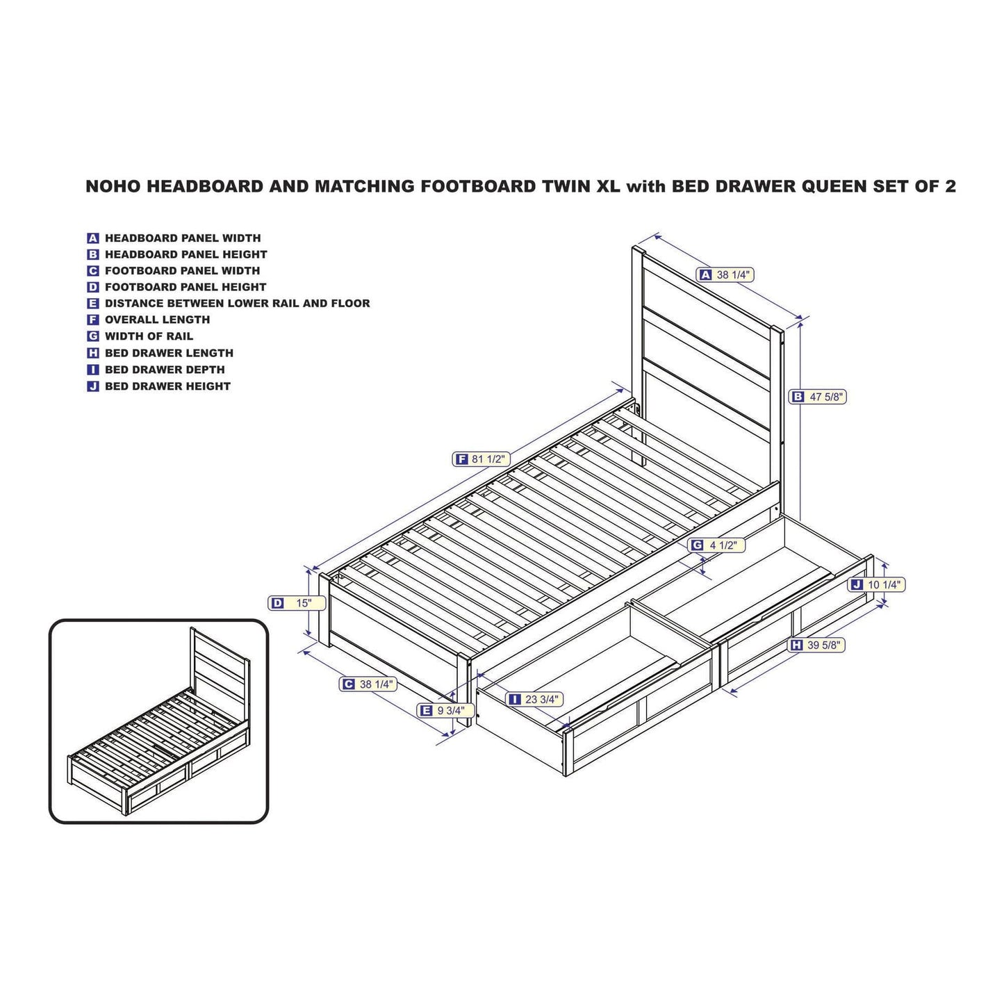 AFI Furnishings NoHo Twin Extra Long Bed with Footboard and 2 Drawers in Espresso