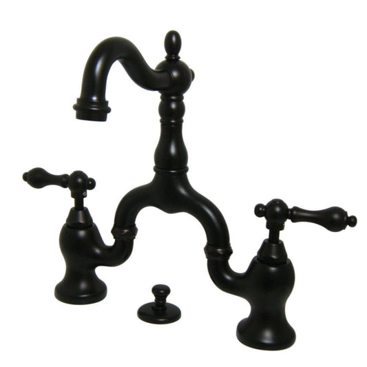 Kingston Brass Kingston Brass English Country Bridge Bathroom Faucet with Brass Pop-Up, Oil Rubbed Bronze KS7975AL