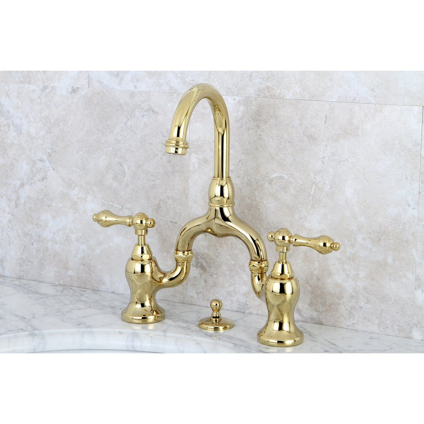 Kingston Brass Kingston Brass English Country Bridge Bathroom Faucet with Brass Pop-Up, Polished Brass- KS7992AL KS7992AL