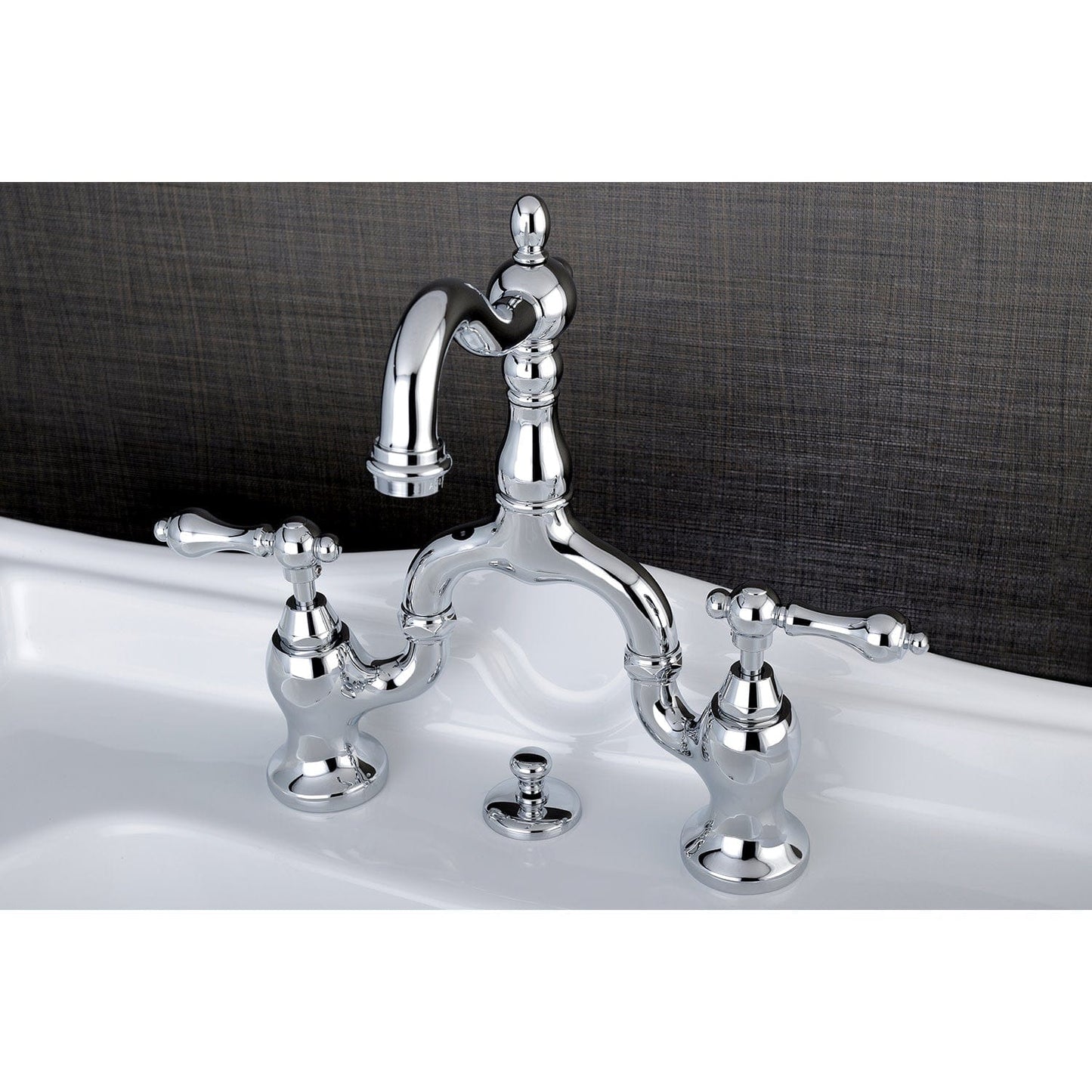 Kingston Brass Kingston Brass English Country Bridge Bathroom Faucet with Brass Pop-Up, Polished Chrome KS7971AL