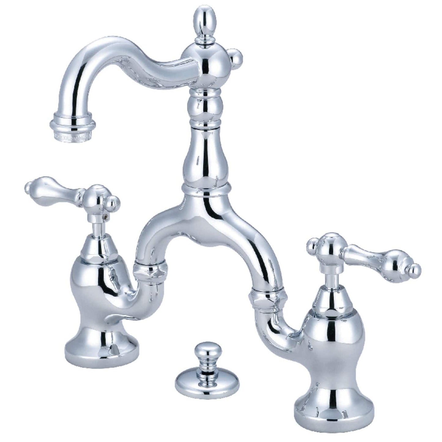 Kingston Brass Kingston Brass English Country Bridge Bathroom Faucet with Brass Pop-Up, Polished Chrome KS7971AL