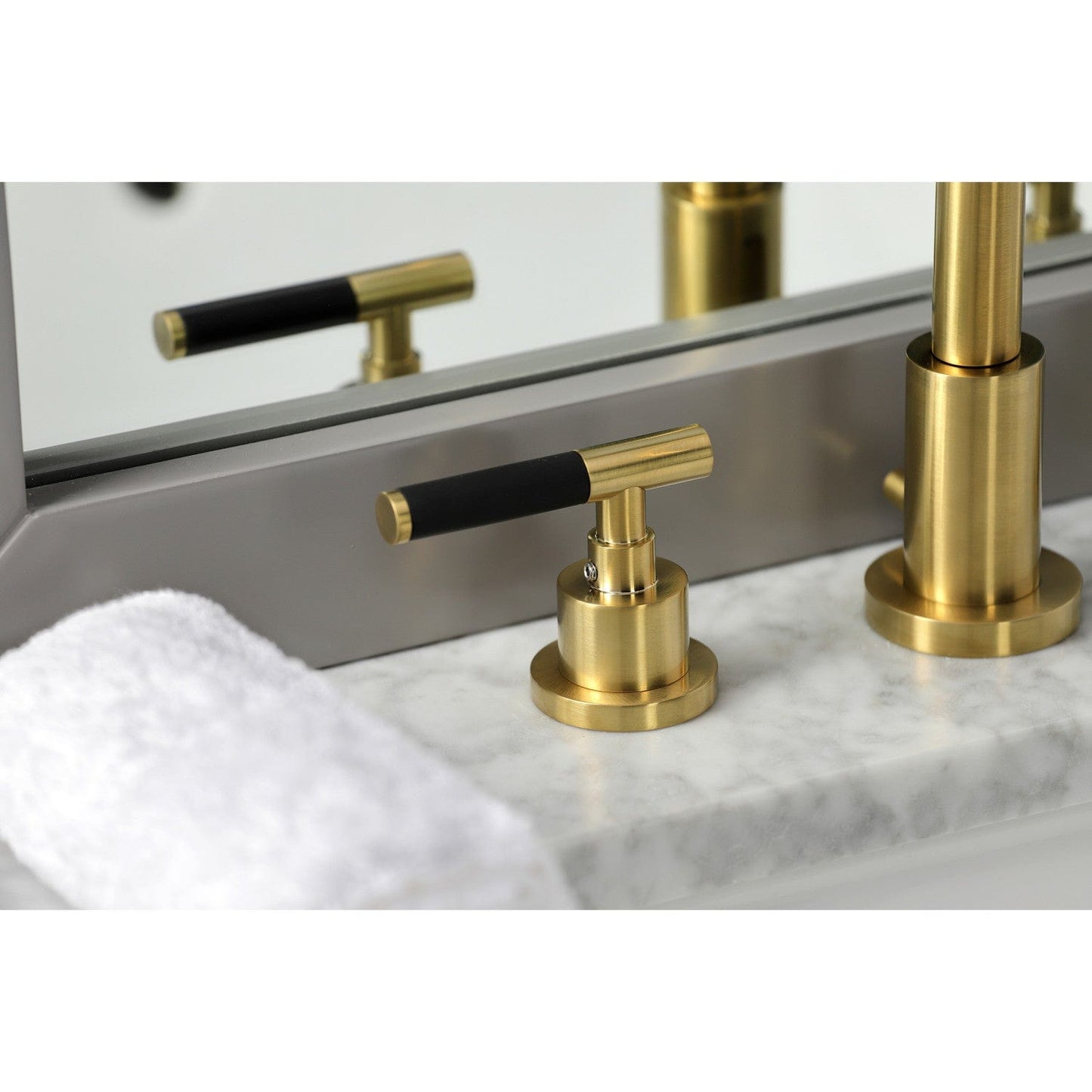 Kingston Brass Kingston Brass FSC8933CKL Kaiser Widespread Bathroom Faucet with Brass Pop-Up, Brushed Brass FSC8933CKL