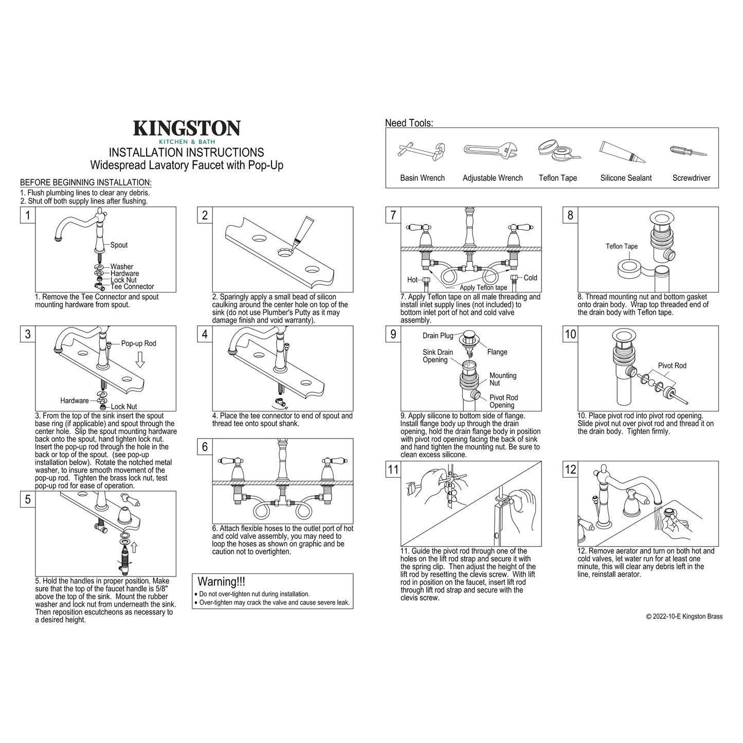 Kingston Brass Kingston Brass KB1970TX French Country Widespread Bathroom Faucet with Brass Pop-Up