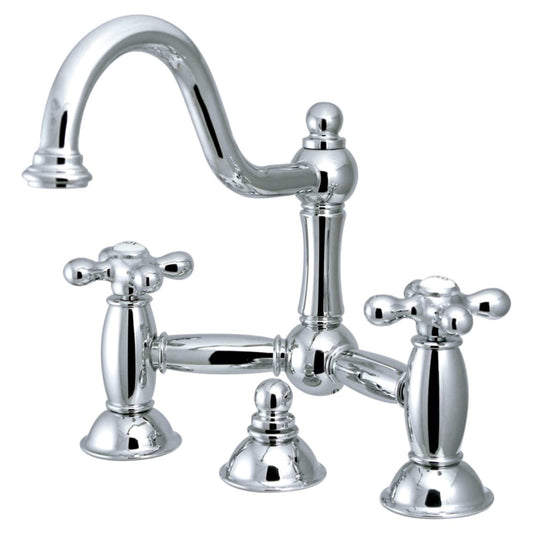 Kingston Brass Kingston Brass Restoration Bathroom Bridge Faucet, Polished Chrome KS3911AX