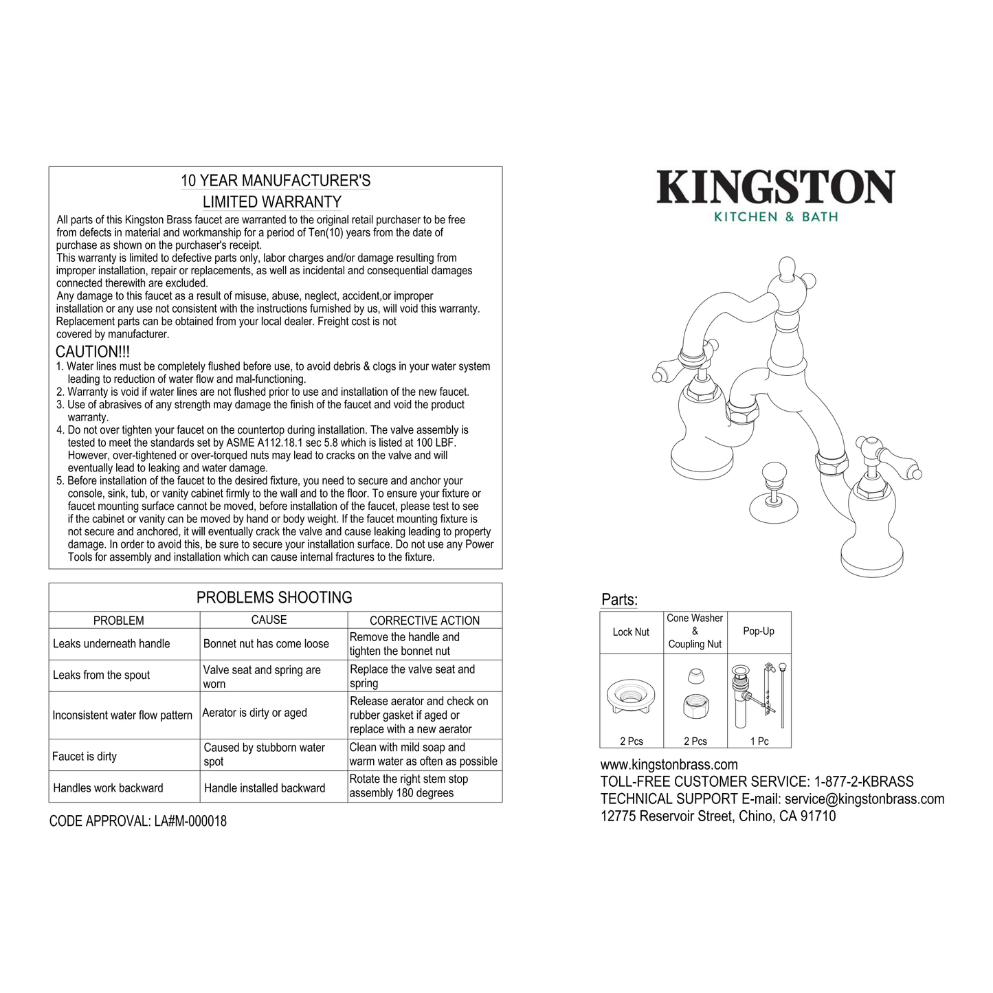 Kingston Brass Kingston Brass Tudor Bridge Bathroom Faucet with Brass Pop-Up, Antique Brass KS7993TAL