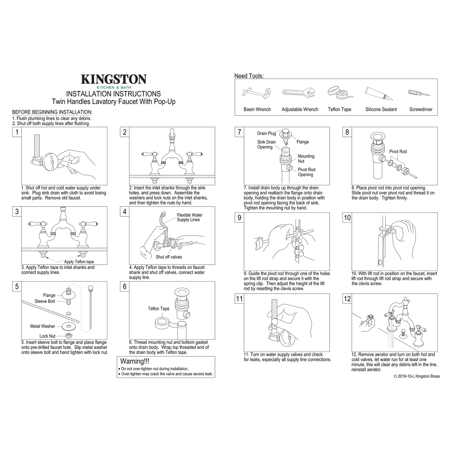 Kingston Brass Kingston Brass Tudor Bridge Bathroom Faucet with Brass Pop-Up, Antique Brass KS7993TAL