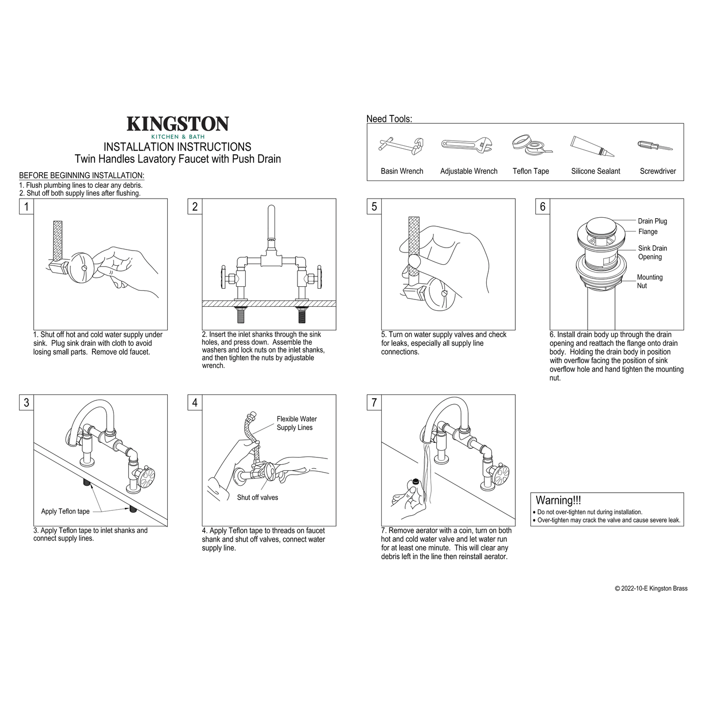 Kingston Brass Kingston Brass Whitaker Industrial Style Bridge Bathroom Faucet with Pop-Up Drain, Black Stainless KS217KLVN