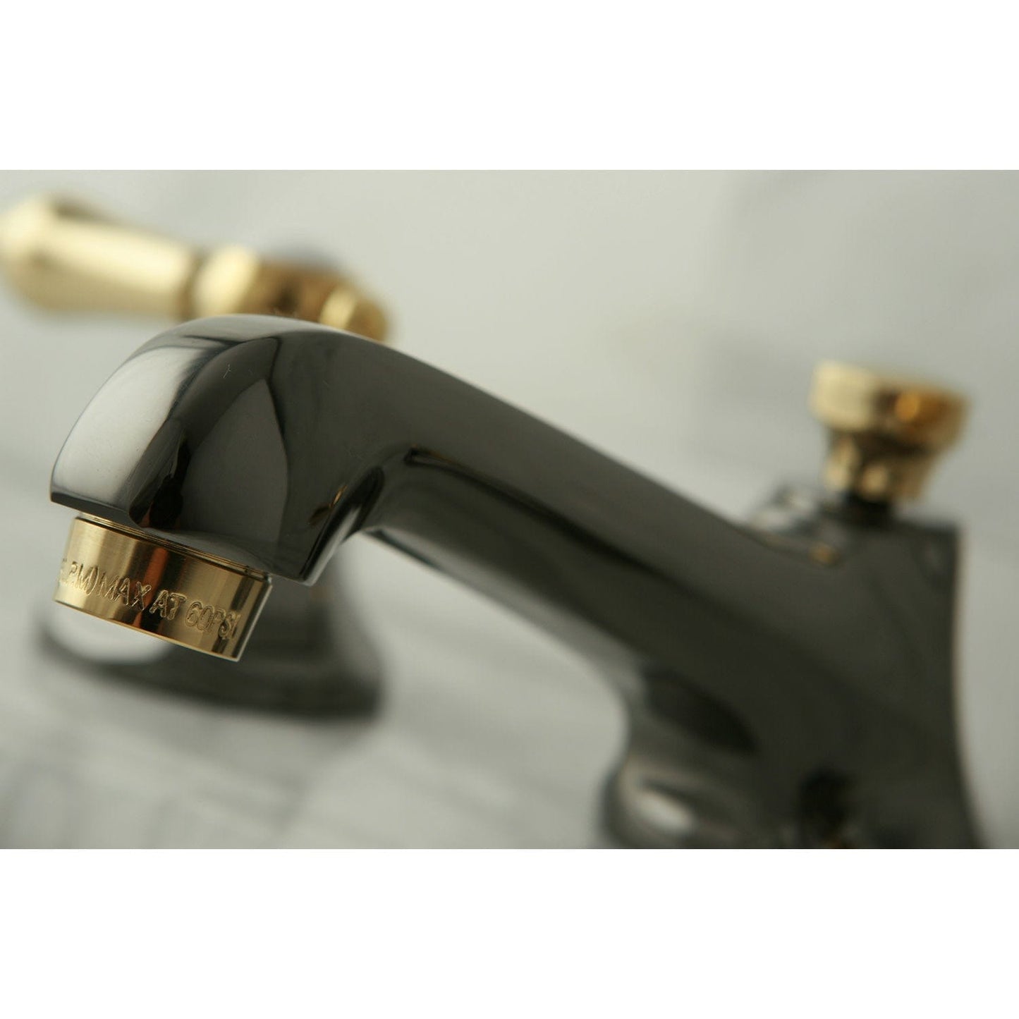 Kingston Brass Kingston Brass Widespread Bathroom Faucet, Black Stainless Steel/Polished Brass NS4469BAL