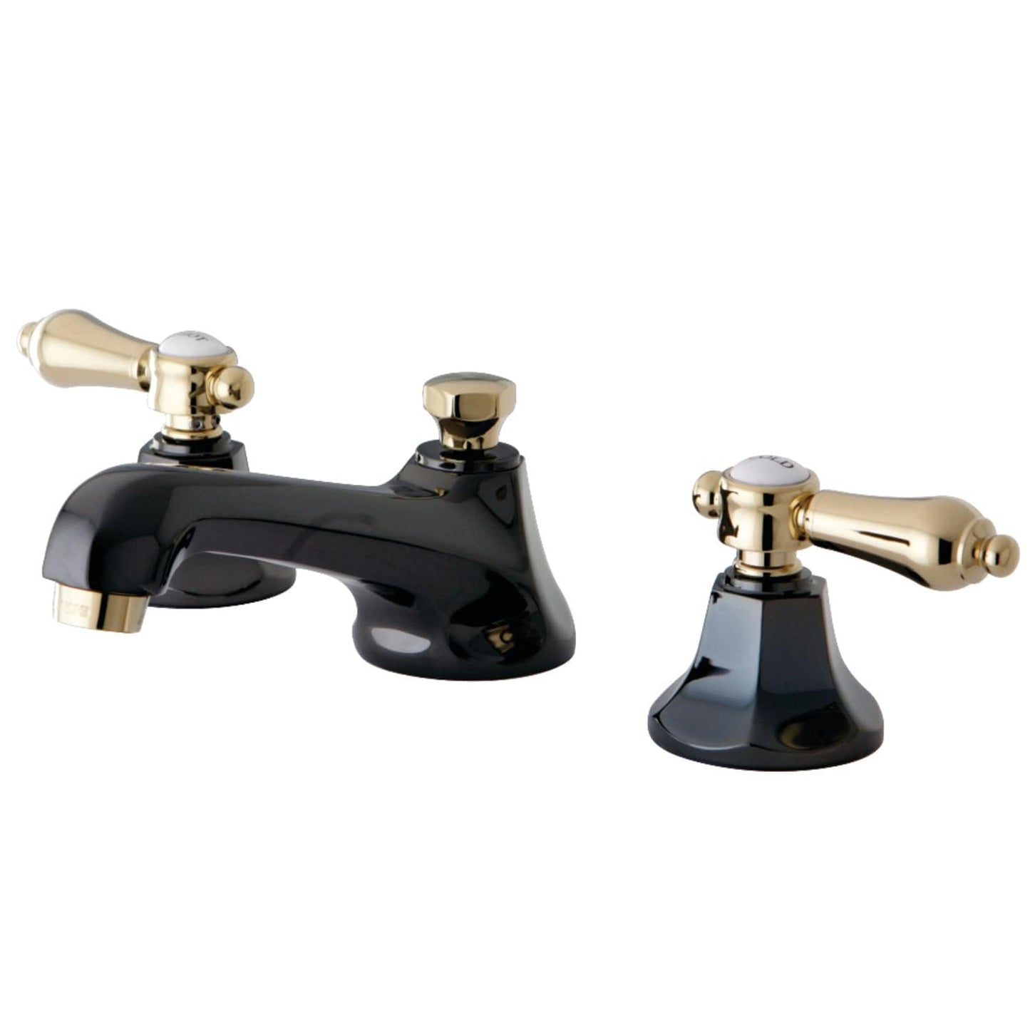 Kingston Brass Kingston Brass Widespread Bathroom Faucet, Black Stainless Steel/Polished Brass NS4469BAL