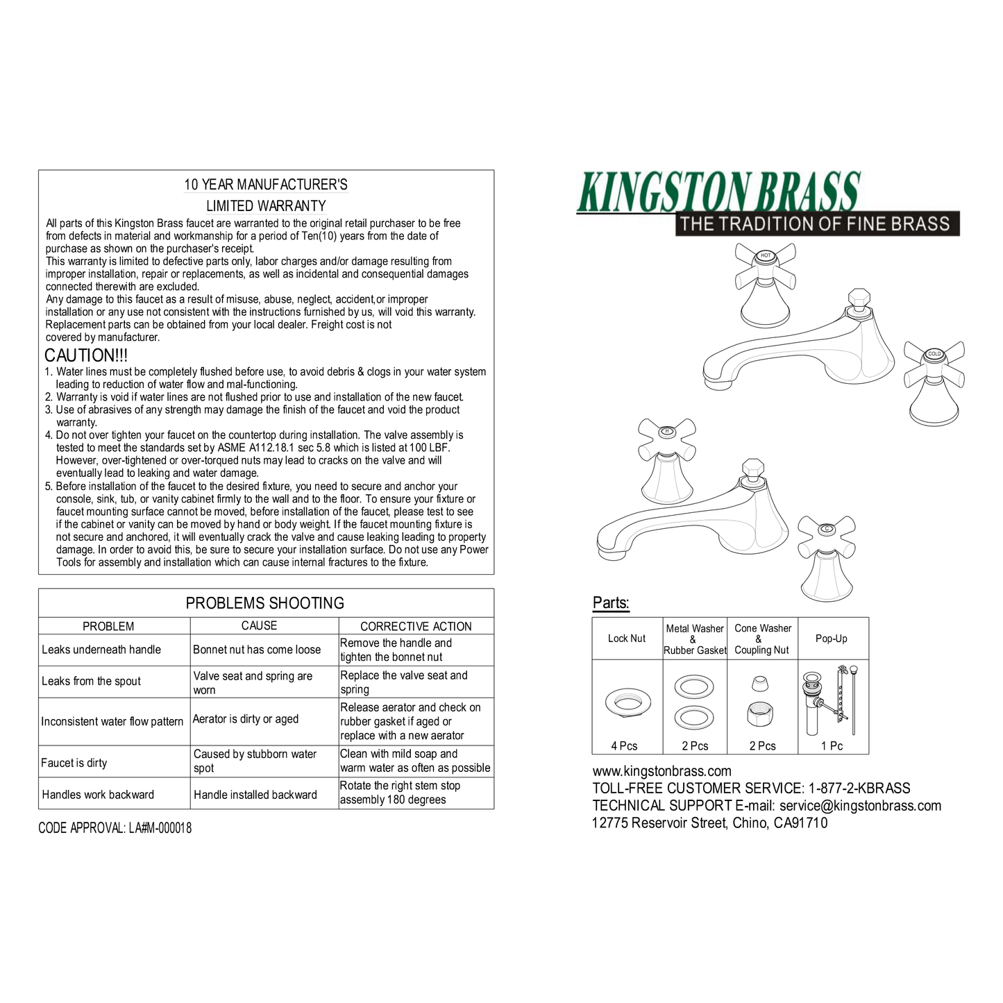 Kingston Brass Kingston Brass Widespread Bathroom Faucet, Black Stainless Steel/Polished Brass NS4469BAL