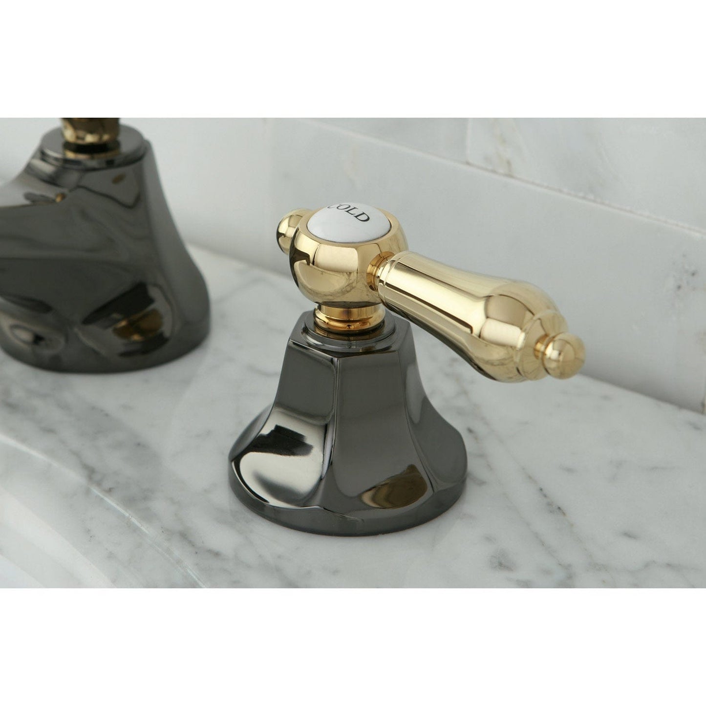 Kingston Brass Kingston Brass Widespread Bathroom Faucet, Black Stainless Steel/Polished Brass NS4469BAL