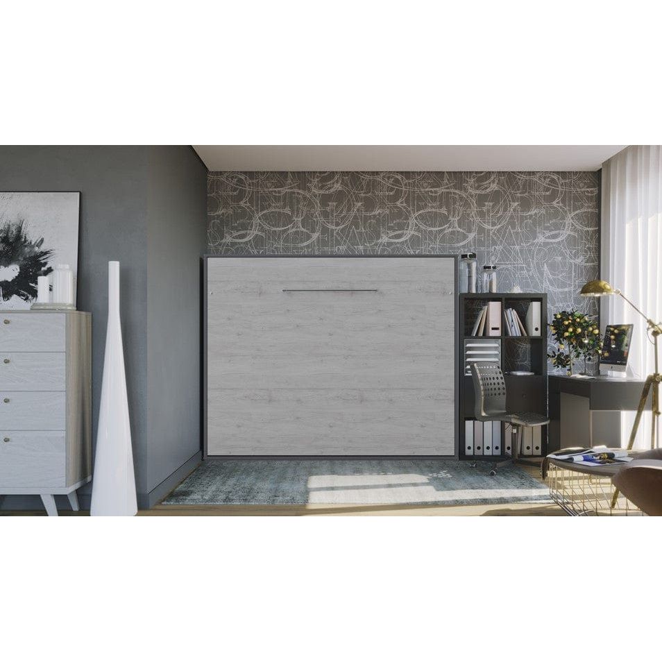 Maxima House Horizontal European QUEEN size Murphy bed INVENTO with LED Grey/ white IN-15GWLED