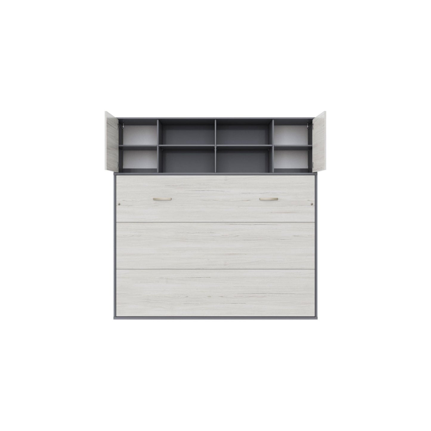 Maxima House Invento Horizontal Wall Bed, European Twin Size with a cabinet on top