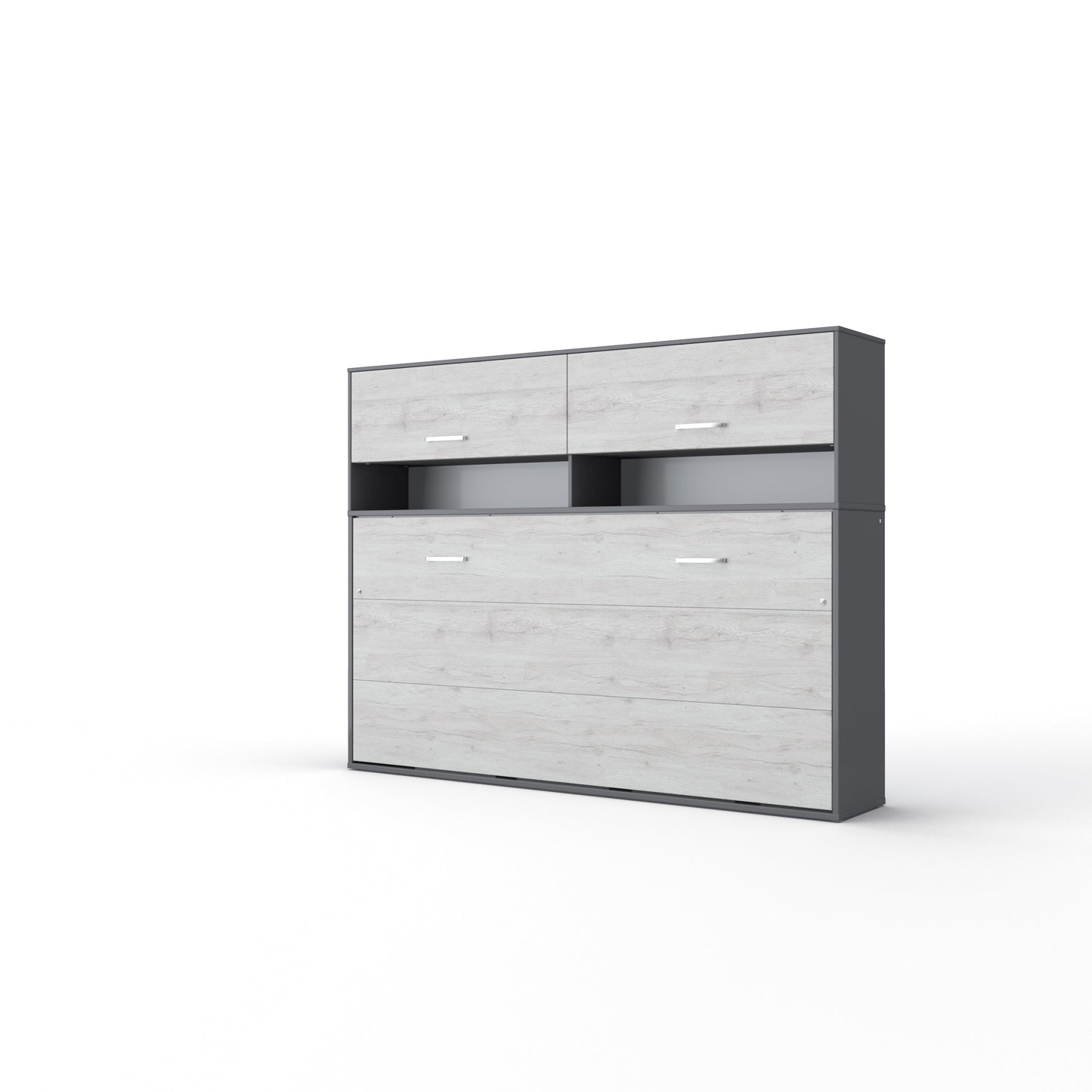 Maxima House Maxima House Horizontal Murphy Bed Invento, European Full XL Size with cabinet, mattress included Grey/White Monaco IN140H-11GW