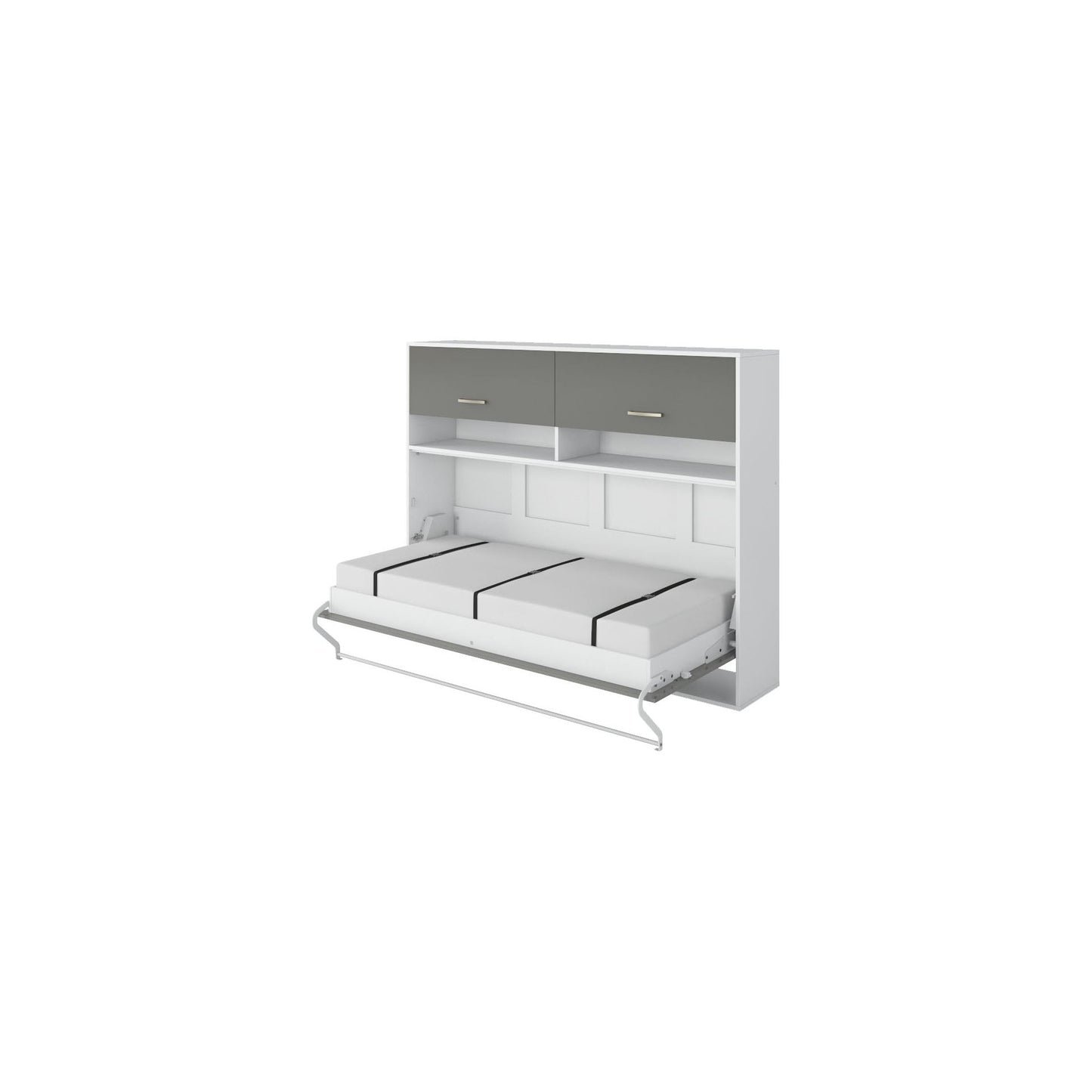 Maxima House Maxima House Invento Horizontal Wall Bed, European Full Size with a cabinet on top