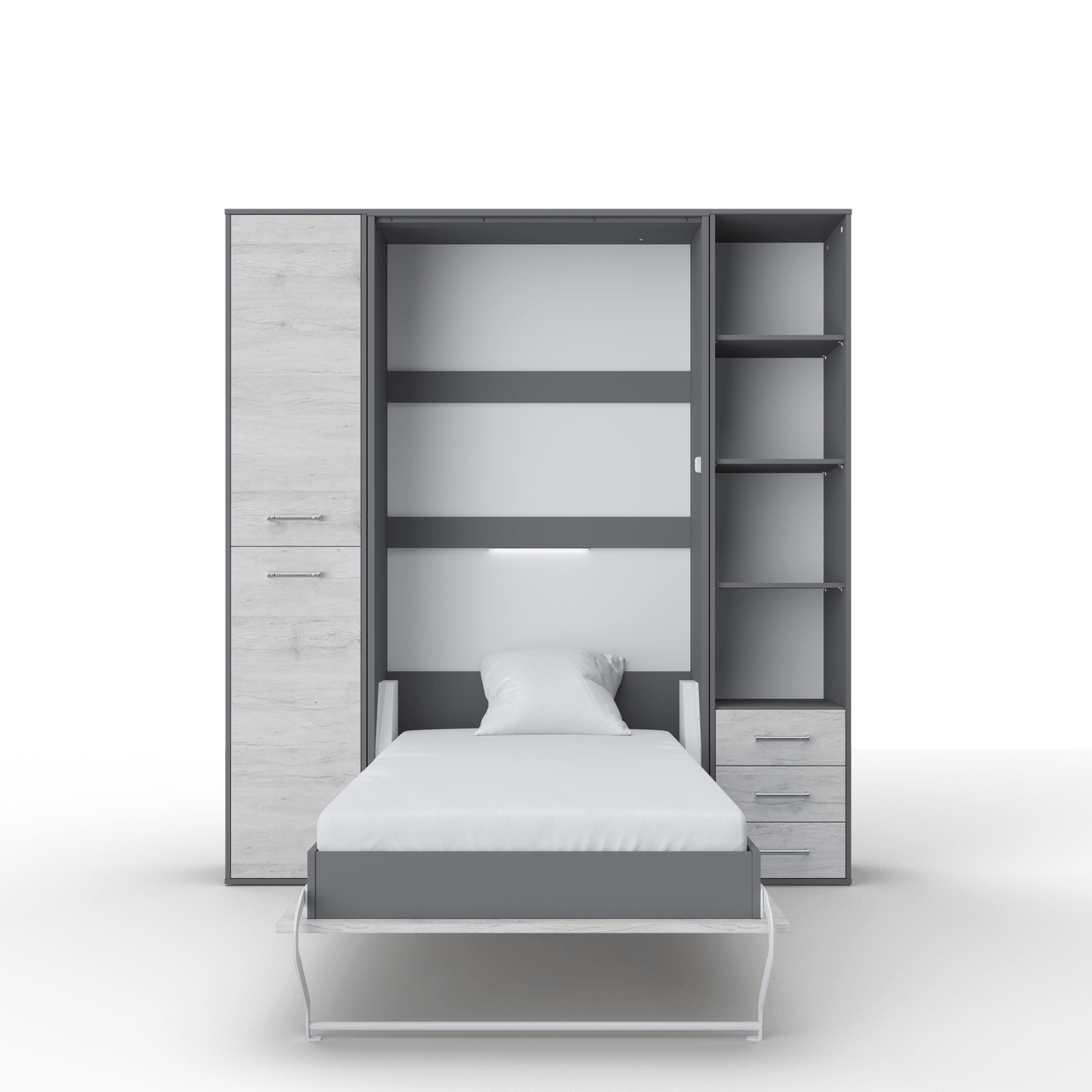 Maxima House Vertical Murphy Bed Invento, European Queen Size with mattress and 2 storage cabinets