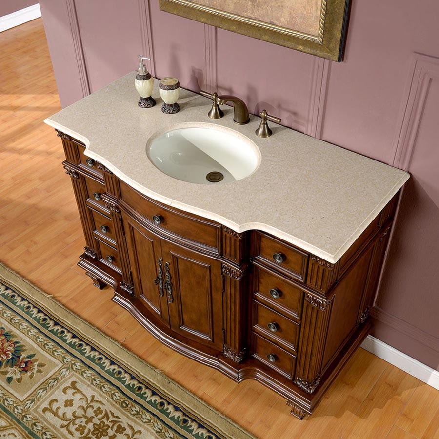 Silkroad Exclusive Silkroad Exclusive 48” Crema Marfil Top Single Sink Vanity HYP-0277-CM-UWC-48