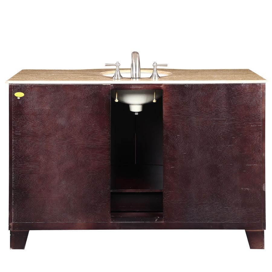 The Bedroom Emporium Silkroad Exclusive 55” Travertine Top Single Sink Vanity HYP-0703-T-UWC-55