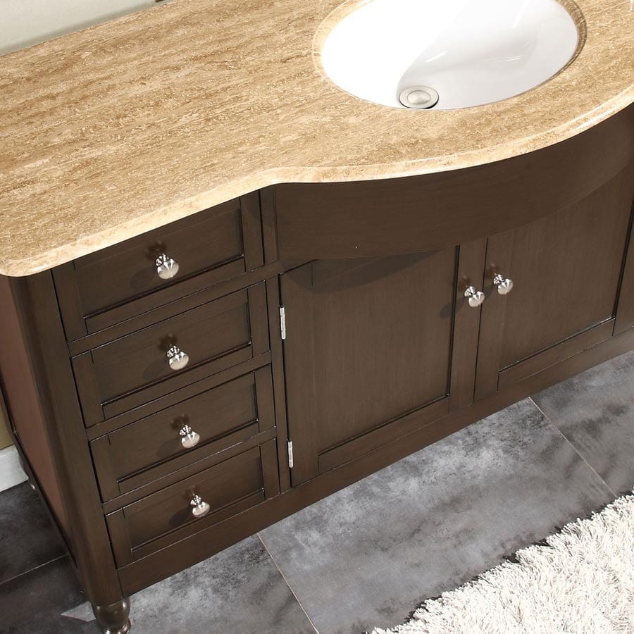 Silkroad Exclusive Silkroad Exclusive 58” Travertine Top Single Sink Vanity HYP-0717-T-UWC-58