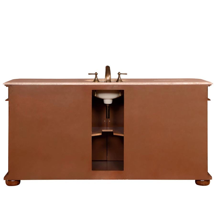 Silkroad Exclusive Sillkroad Exclusive 72” Travertine Top Single Sink Bathroom Vanity ZY-0247-T-UWC-72