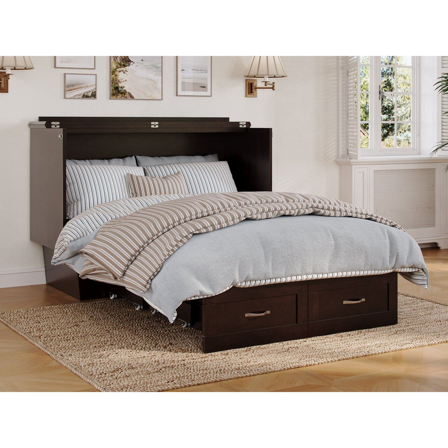 The Bedroom Emporium Monroe Full Murphy Bed Chest in Espresso