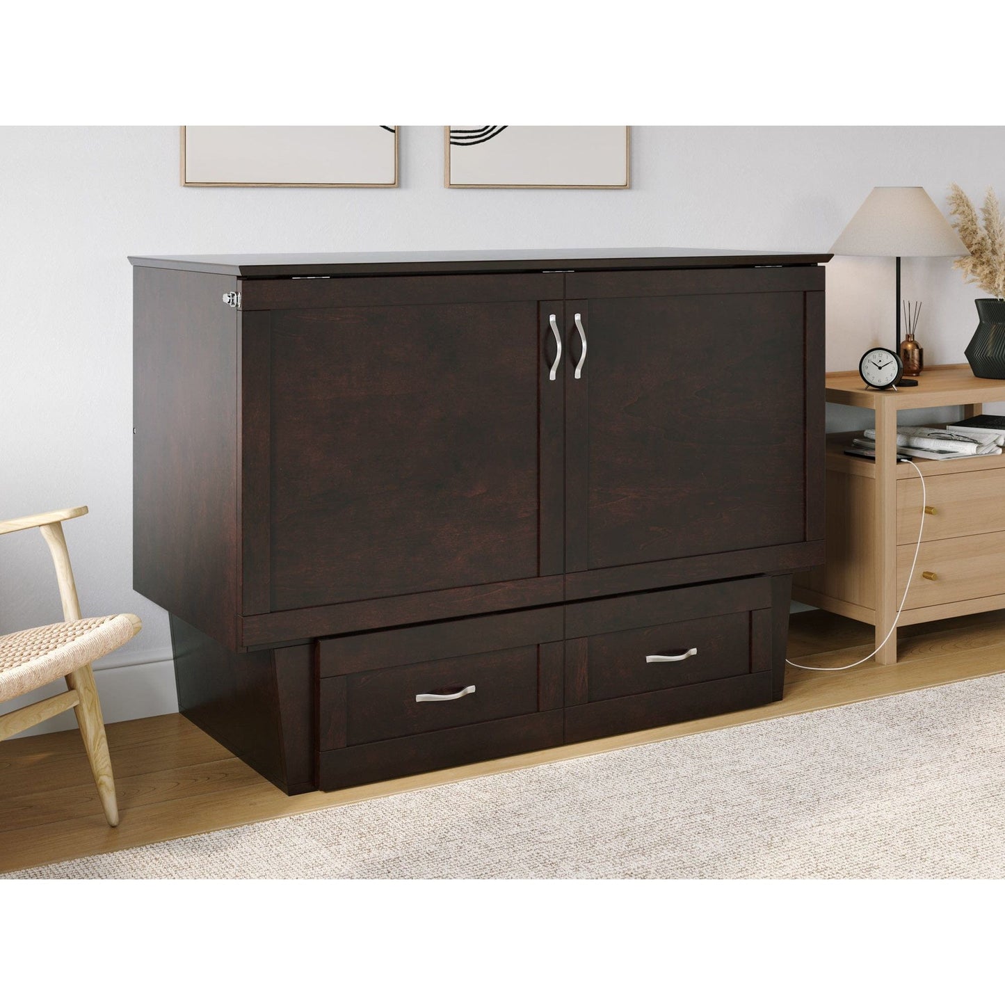 The Bedroom Emporium Monroe Full Murphy Bed Chest in Espresso