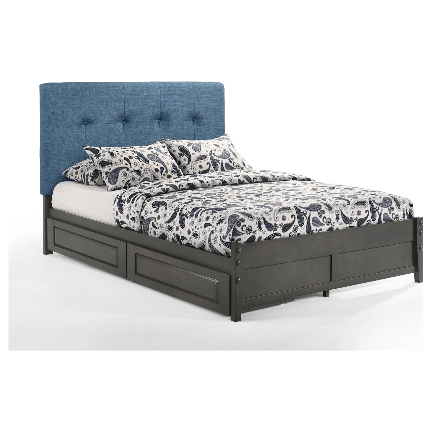 The Bedroom Emporium Paprika Twin Bed in Charcoal with Stonewash Finish Frame (K Series) PAP-PH-TWN-CC-COM-K-STW