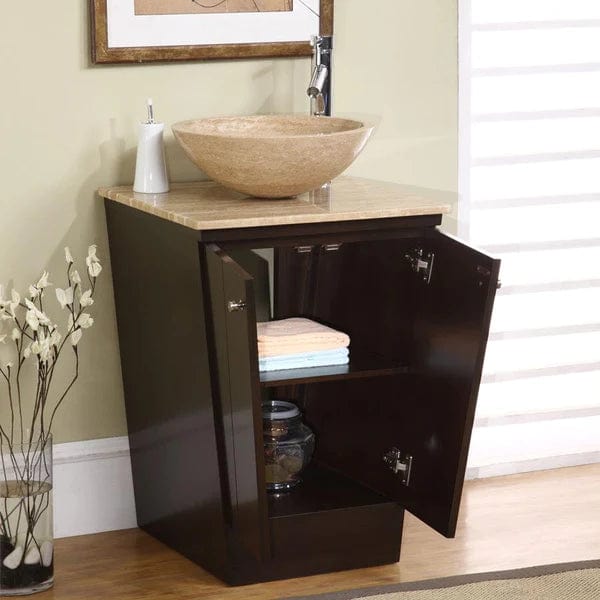 The Bedroom Emporium Silkroad Exclusive 22 inch Single Vanity with Travertine Counter Top