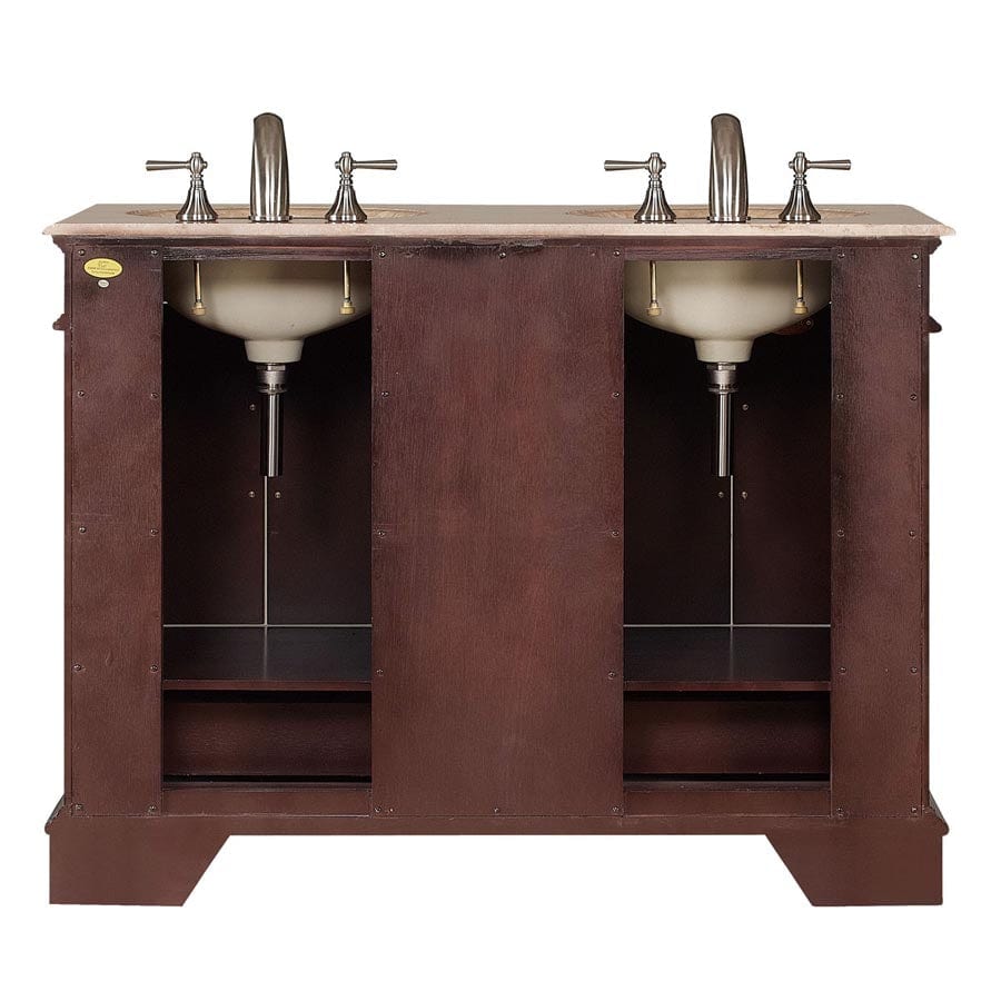 The Bedroom Emporium Silkroad Exclusive 48" Double Sink Cabinet - Travertine Top HYP-0224-T-UWC-48