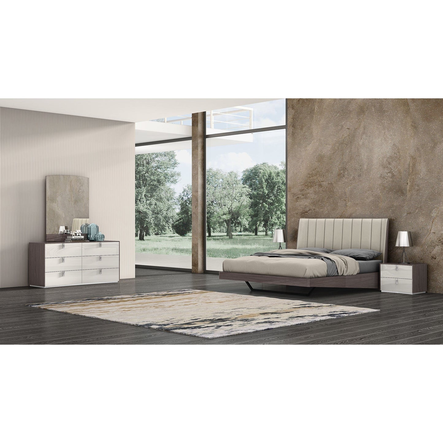 Whiteline Modern Living Whiteline Berlin King Bed BK1754-CNUT/LGRY