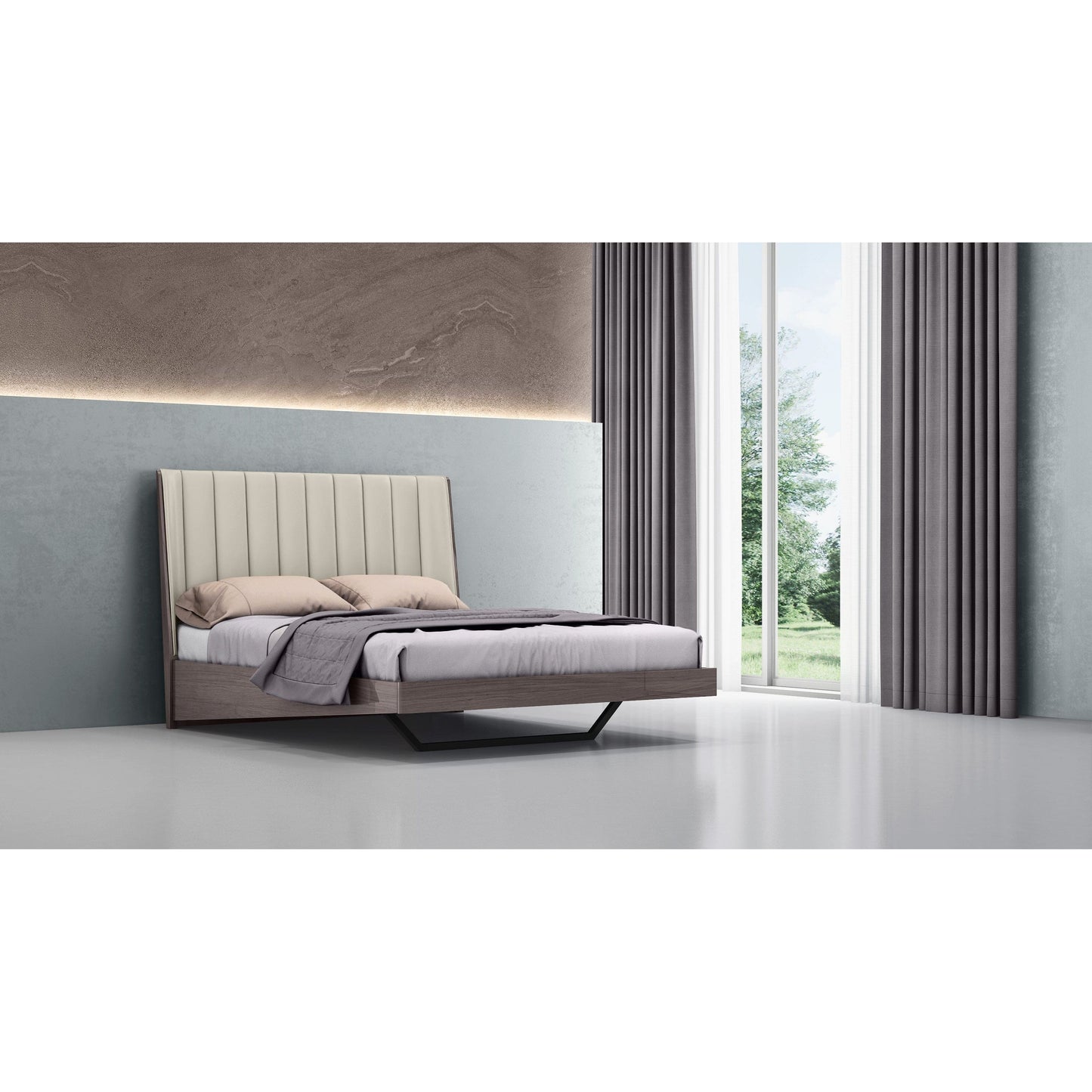 Whiteline Modern Living Whiteline Berlin Queen Bed BQ1754-CNUT/LGRY