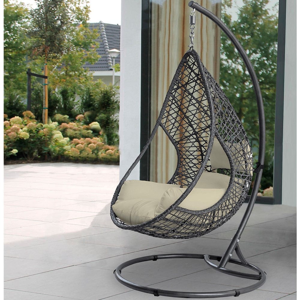 Whiteline Modern Living Whiteline Bravo Outdoor Egg Chair Grey EG1684-GRY/WHT