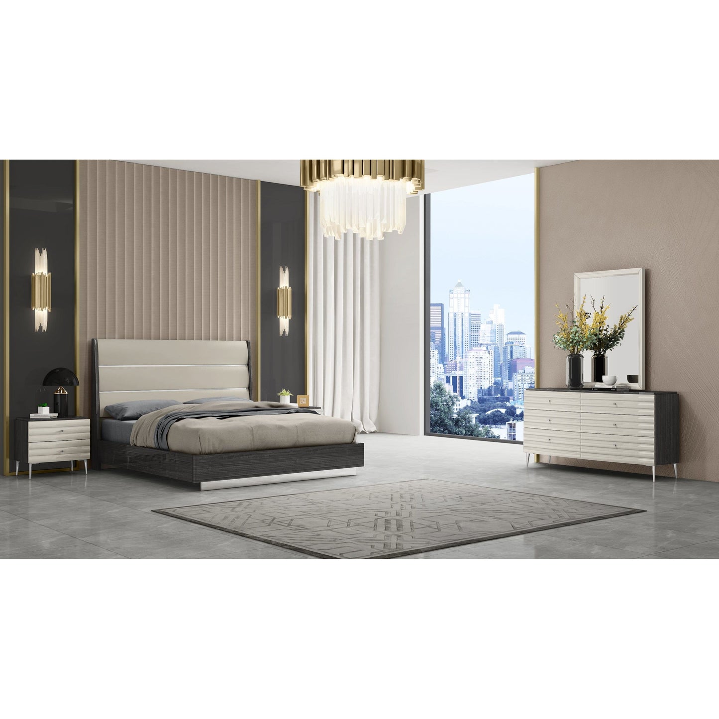 Whiteline Modern Living Whiteline Pino King Bed BK1752-DGRY/LGRY