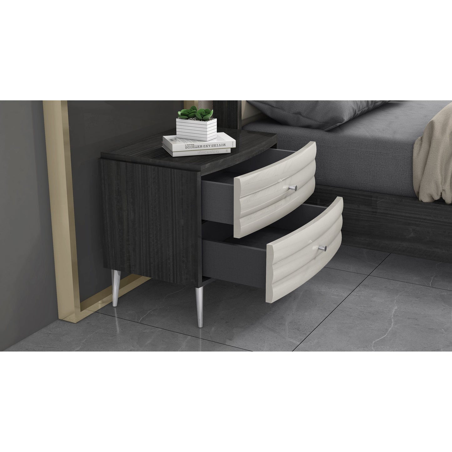 Whiteline Modern Living Whiteline Pino Night Stand NS1752-DGRY/LGRY