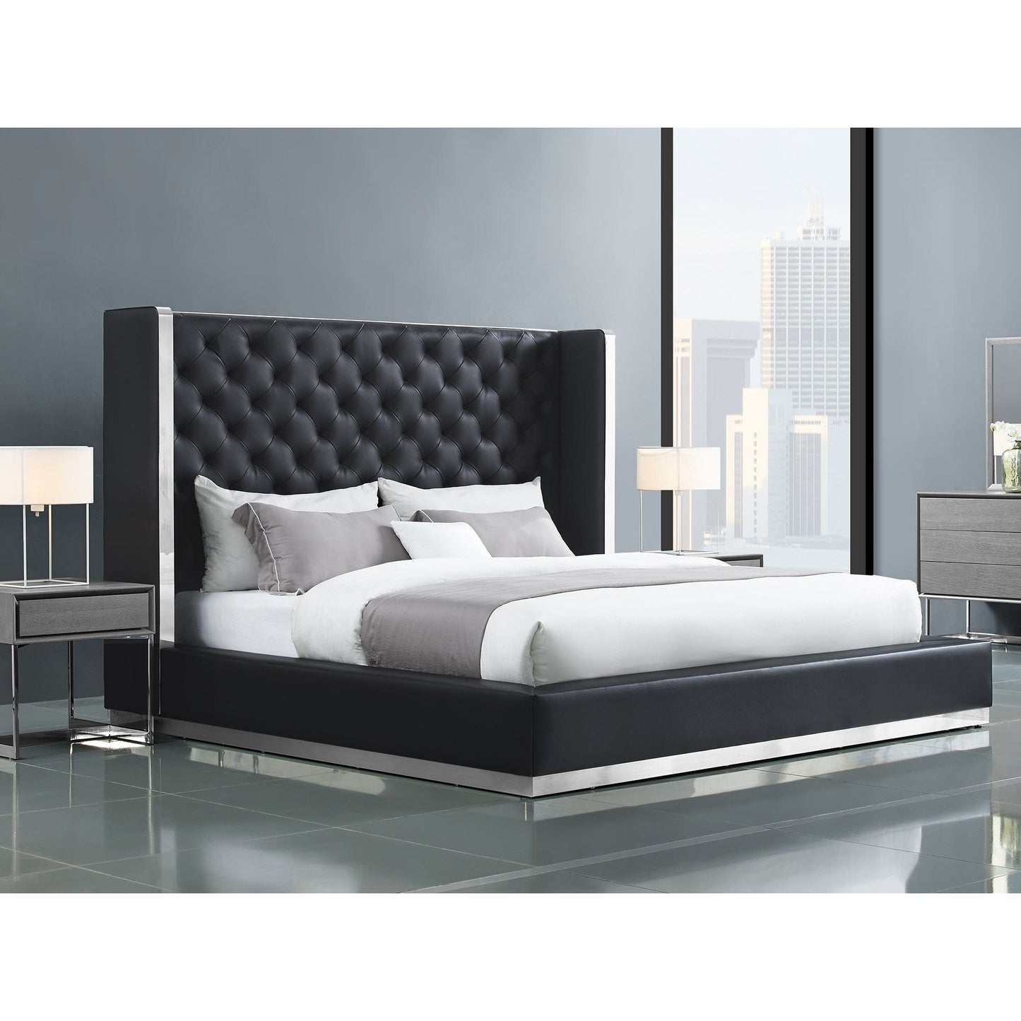 Whitelline Modern Living Abrazo King Bed Black BK1356P-BLK