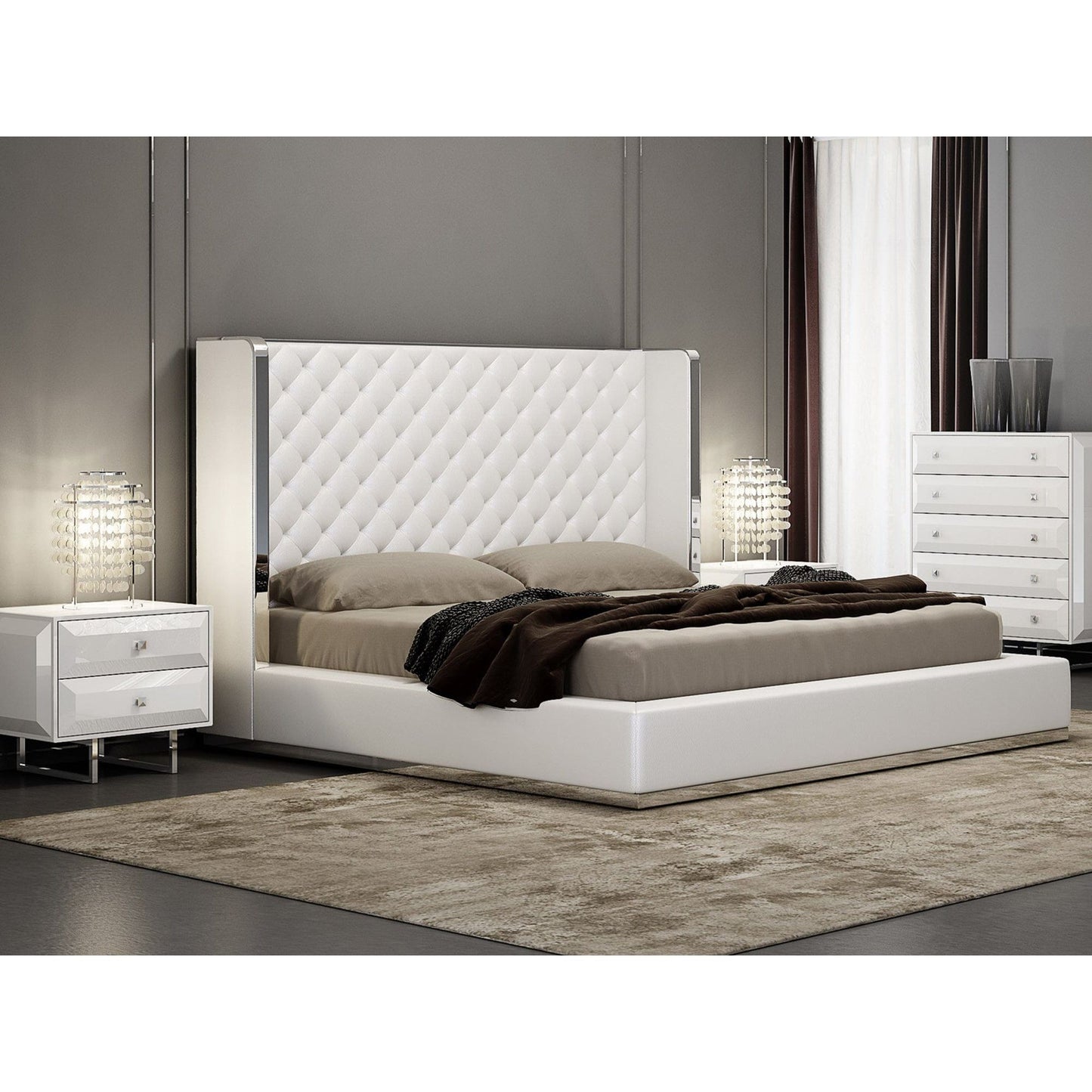 Whitelline Modern Living Abrazo King Bed White BK1356P-WHT