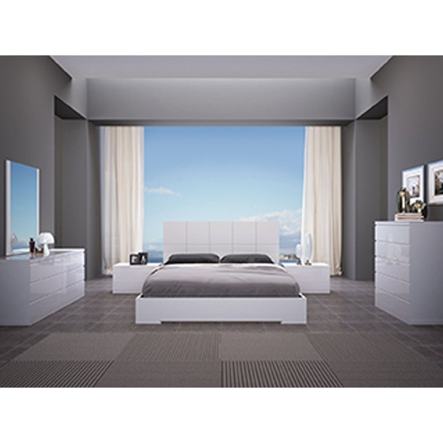 Whitelline Modern Living Anna King Bed White BK1207-WHT