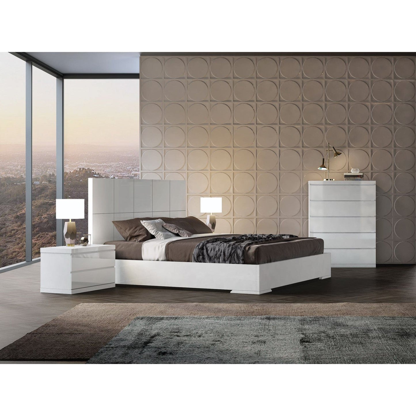 Whitelline Modern Living Anna King Bed White BK1207-WHT