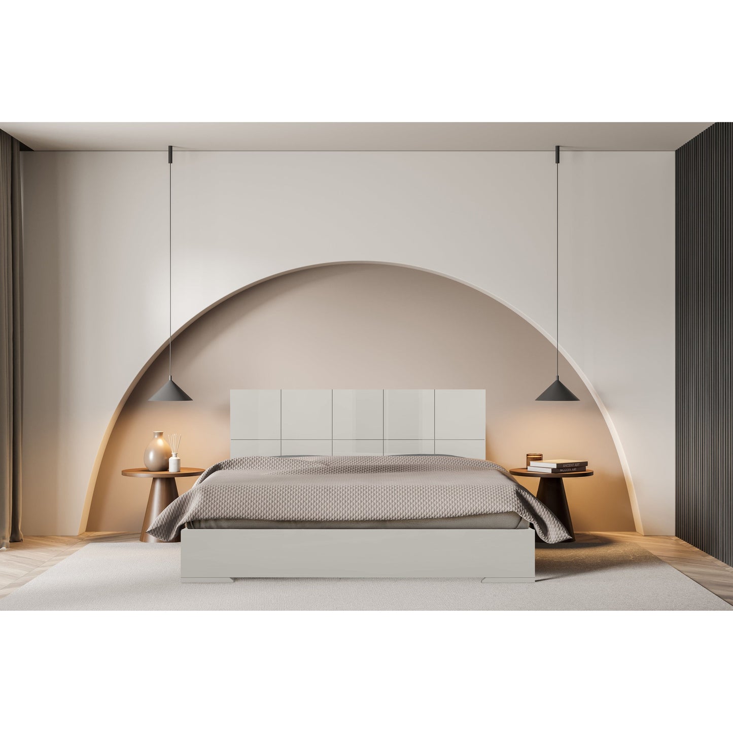 Whitelline Modern Living Anna Queen Bed Light Grey BQ1207-LGRY