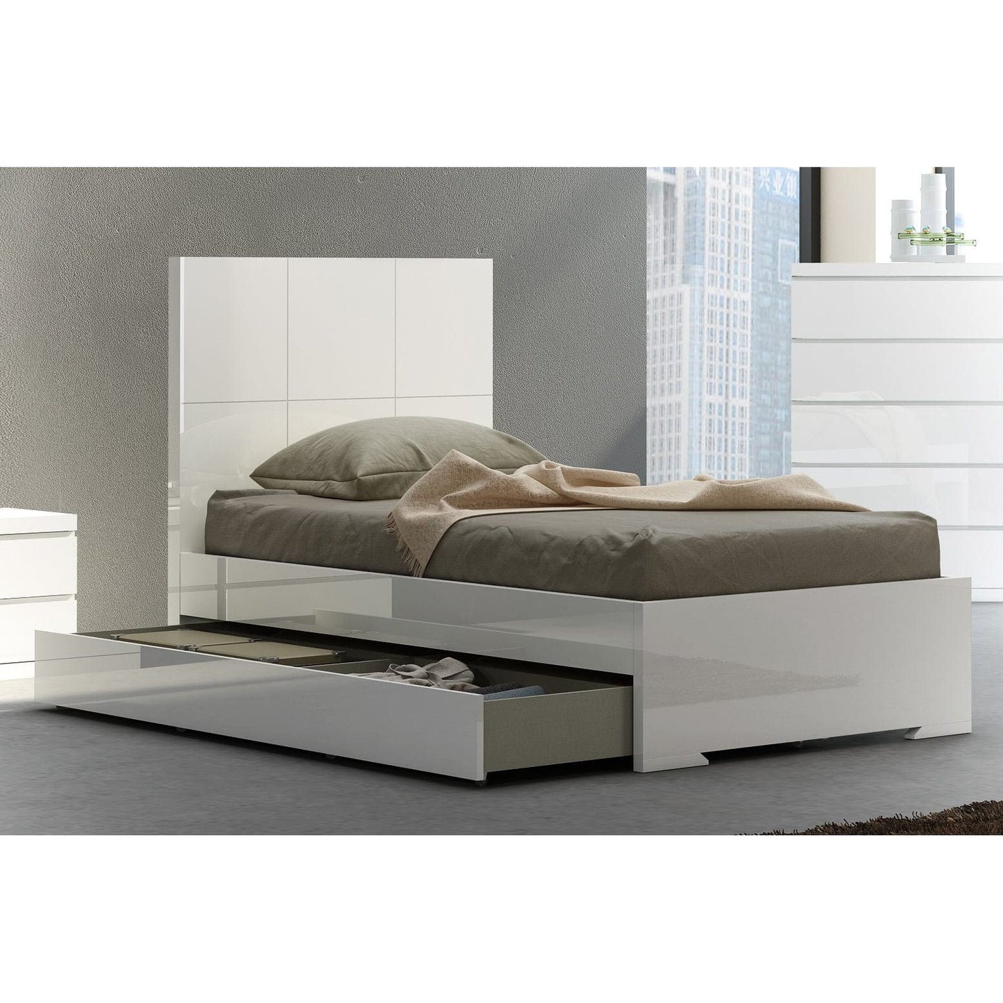 Whitelline Modern Living Whiteline Anna Twin Trundle Bed BT1207T-WHT