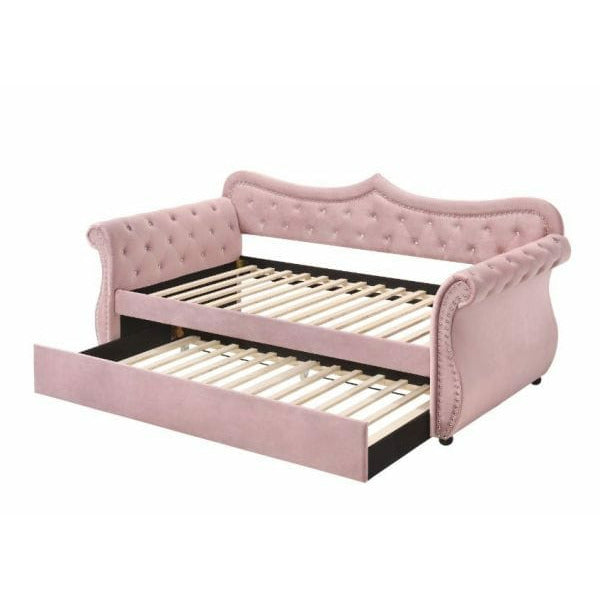 ACME Adkins Pink Velvet Daybed and Trundle 39420