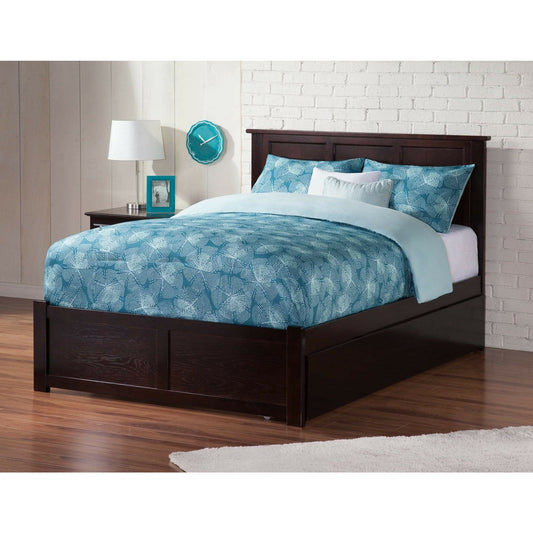 Atlantic Furniture Bed Madison Full Platform Bed with Matching Foot Board with Full Size Urban Trundle Bed in Espresso