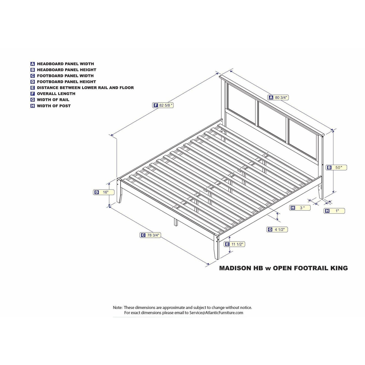 Atlantic Furniture Bed Madison King Platform Bed with Open Foot Board in Espresso