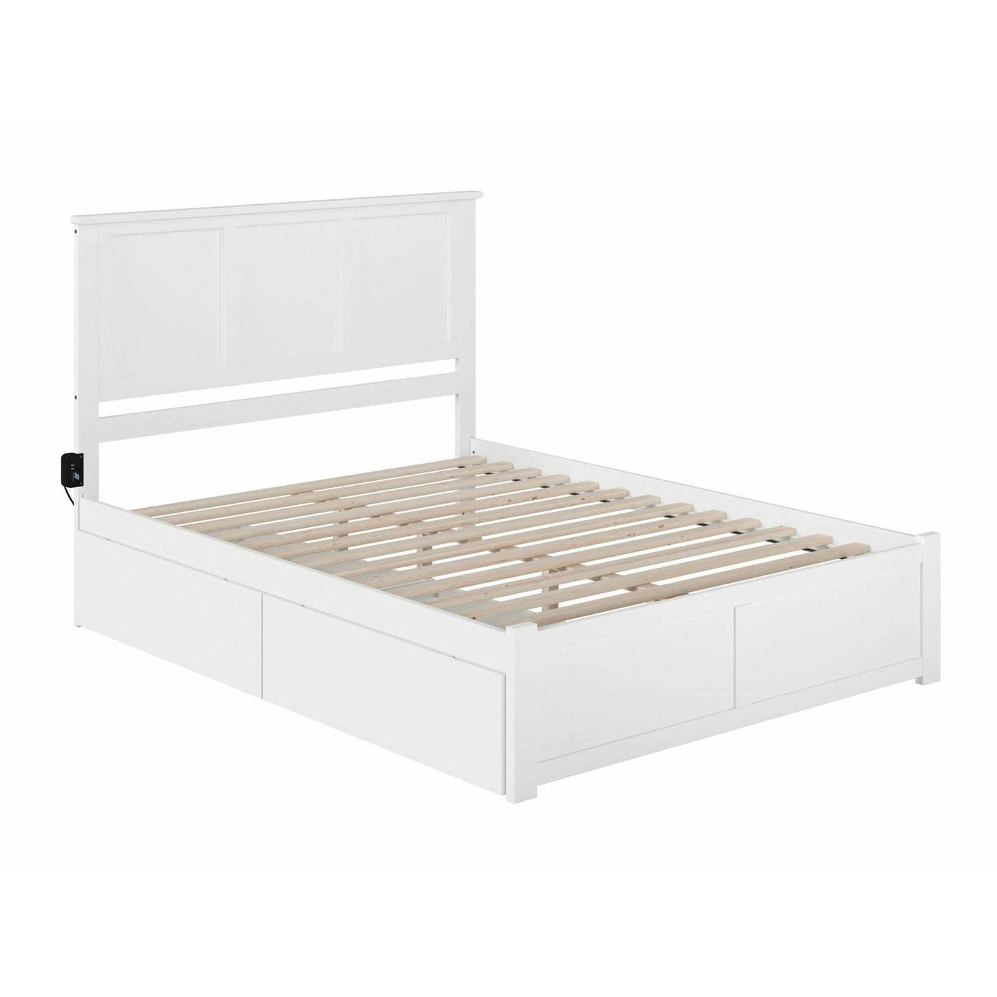 Atlantic Furniture Bed Madison Queen Platform Bed with Flat Panel Foot Board and 2 Urban Bed Drawers in Espresso